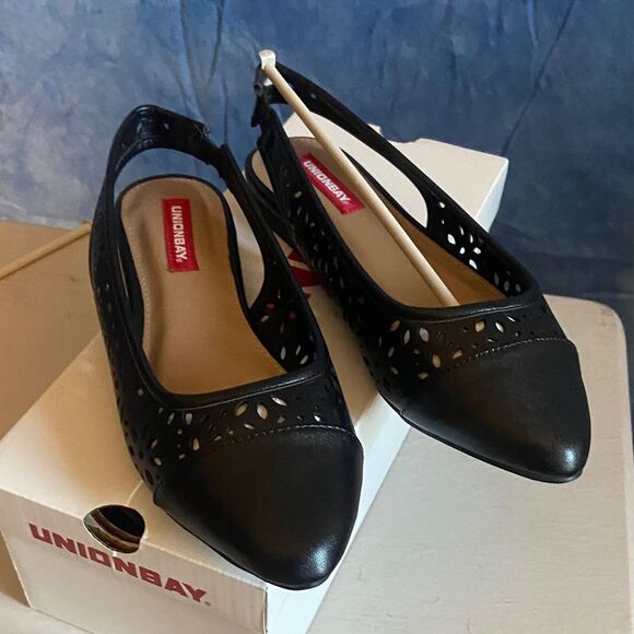 UNIONBAY Women's Black Cut-Out Slingback Flats, sz 6.5m, SL2-129S012 - Picture 4 of 5